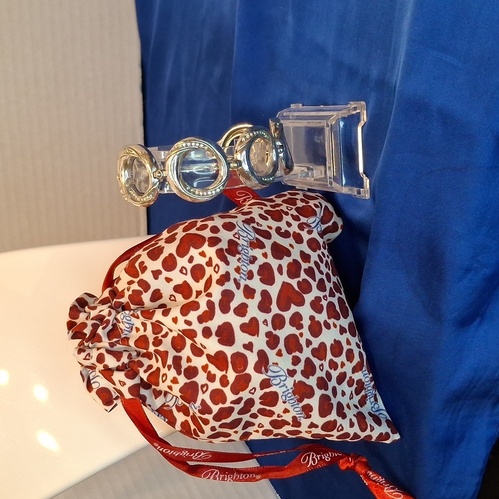 Brighton Austyn Silver Multi Disk Bracelet with Rhinestone Accent and Dustbag